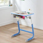 Adjustable Kids Writing Desk with Shelf and Storage – Wood & Metal