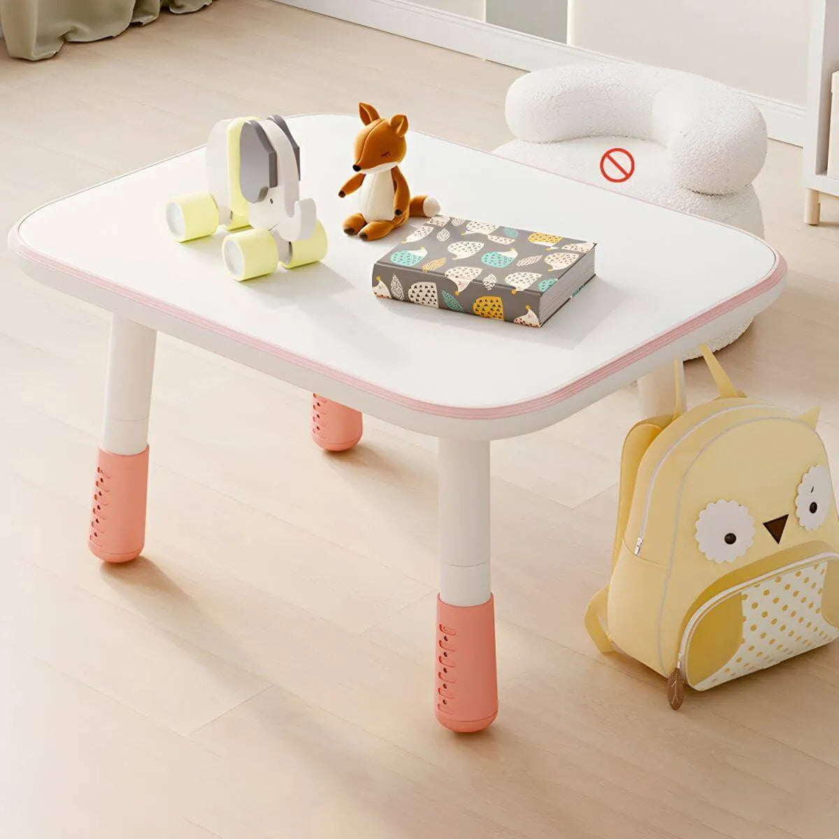 Adjustable Kids' Writing Desk with Wood Top and Soft-Rounded Edge