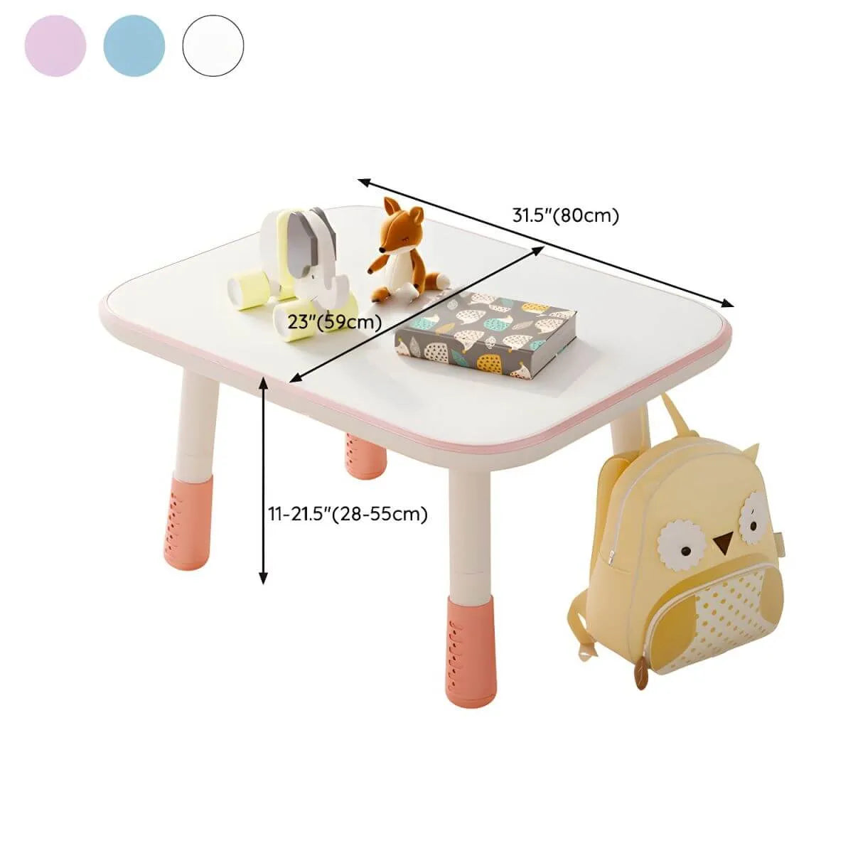 Adjustable Kids' Writing Desk with Wood Top and Soft-Rounded Edge Dimensions
