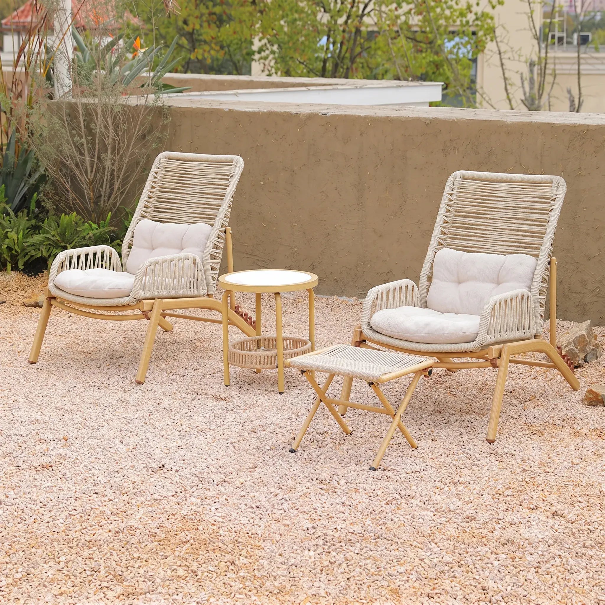Adjustable Rattan Folding Chair Series with Cushions for Terrace and Reading Nooks