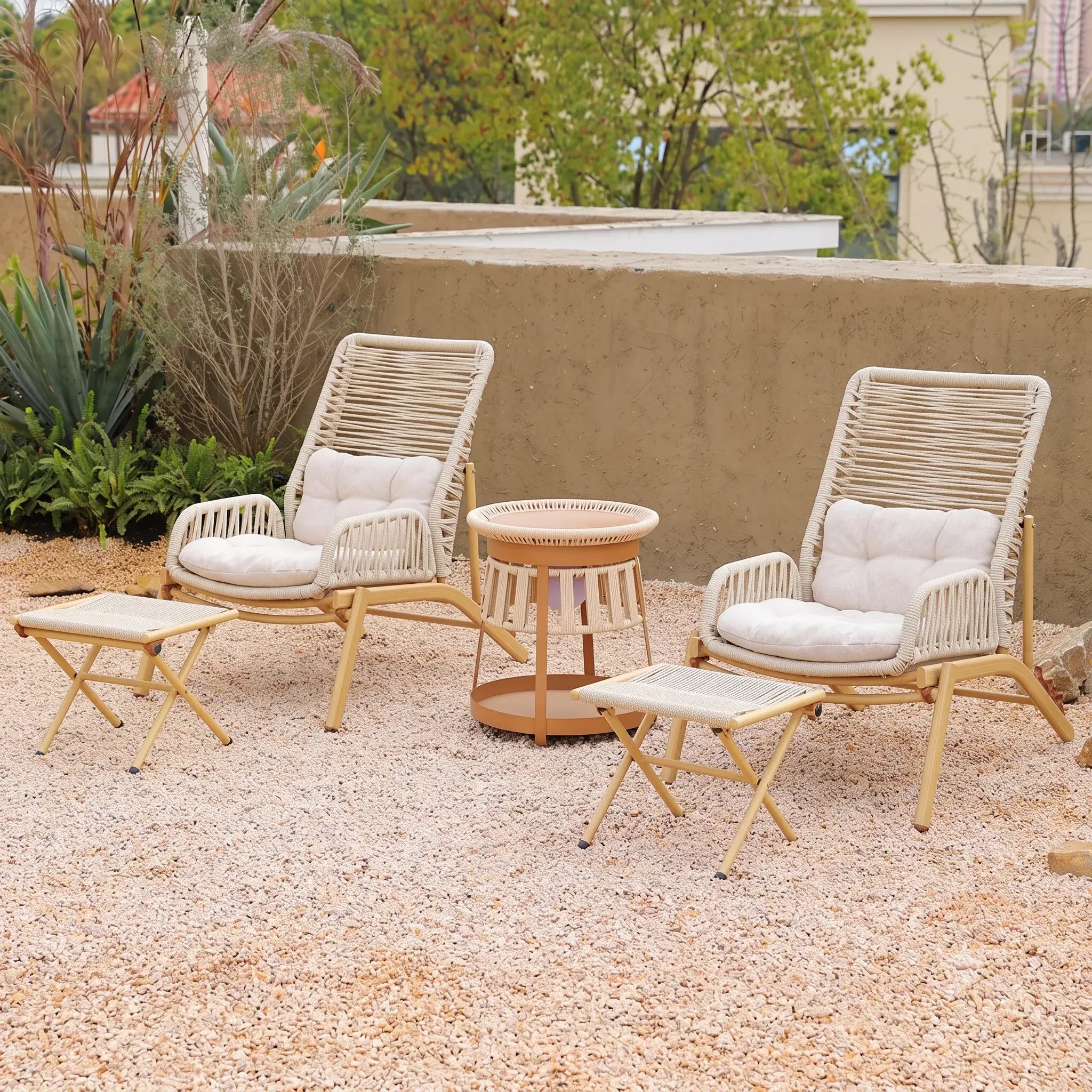 Adjustable Rattan Folding Chair Series with Cushions for Terrace and Reading Nooks