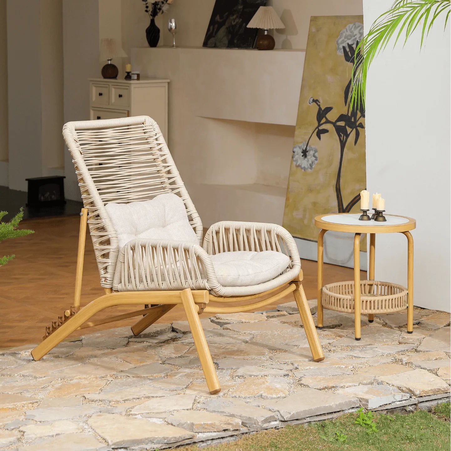 Adjustable Rattan Folding Chair Series with Cushions for Terrace and Reading Nooks Main Product Image Main image