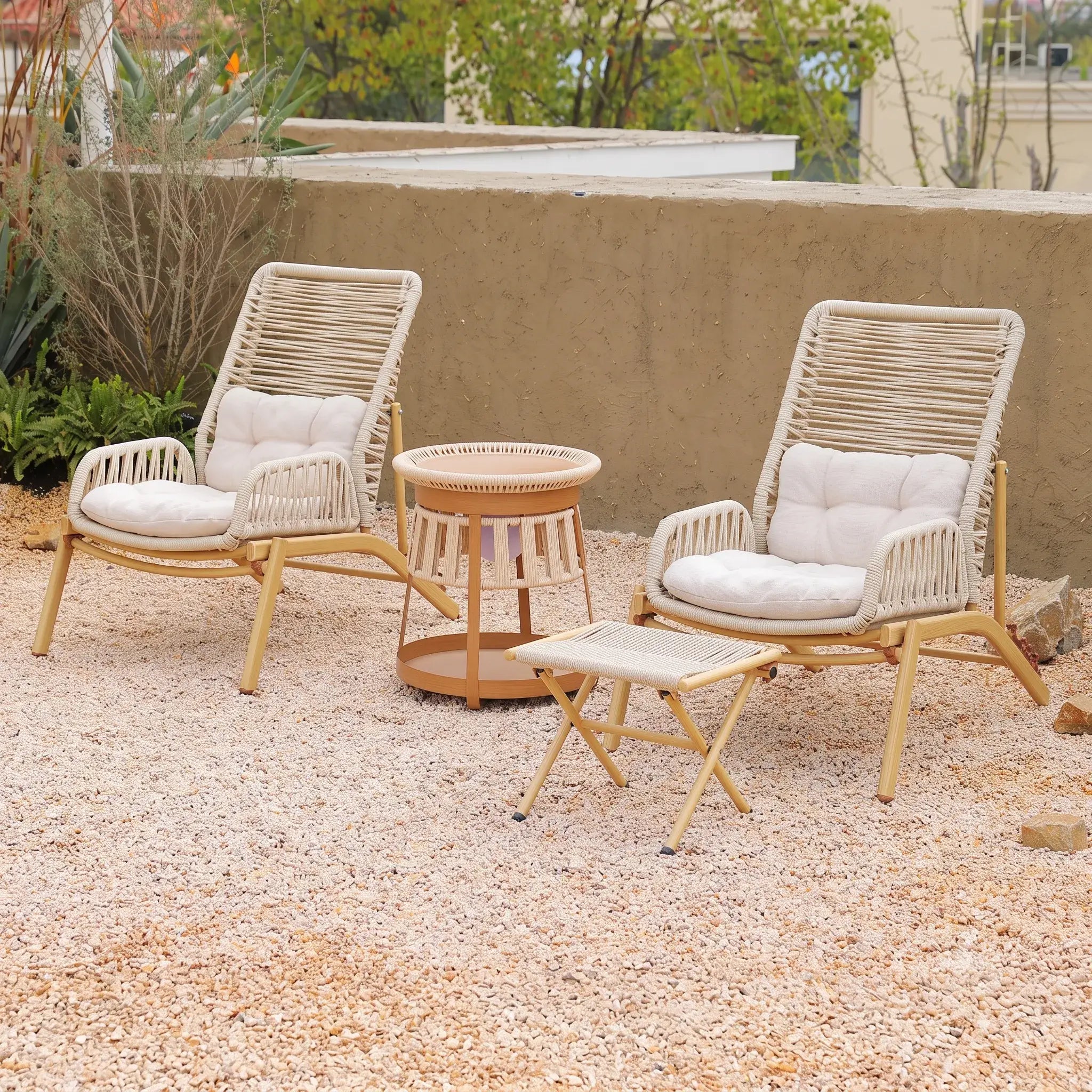 Adjustable Rattan Folding Chair Series with Cushions for Terrace and Reading Nooks