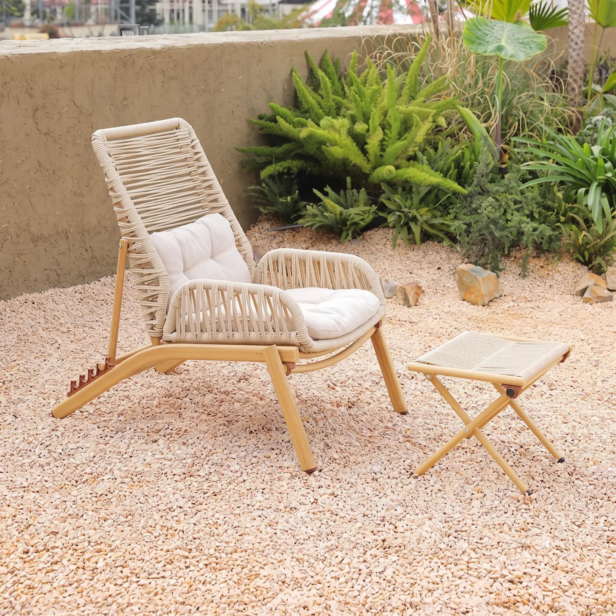 Adjustable Rattan Folding Chair Series with Cushions for Terrace and Reading Nooks