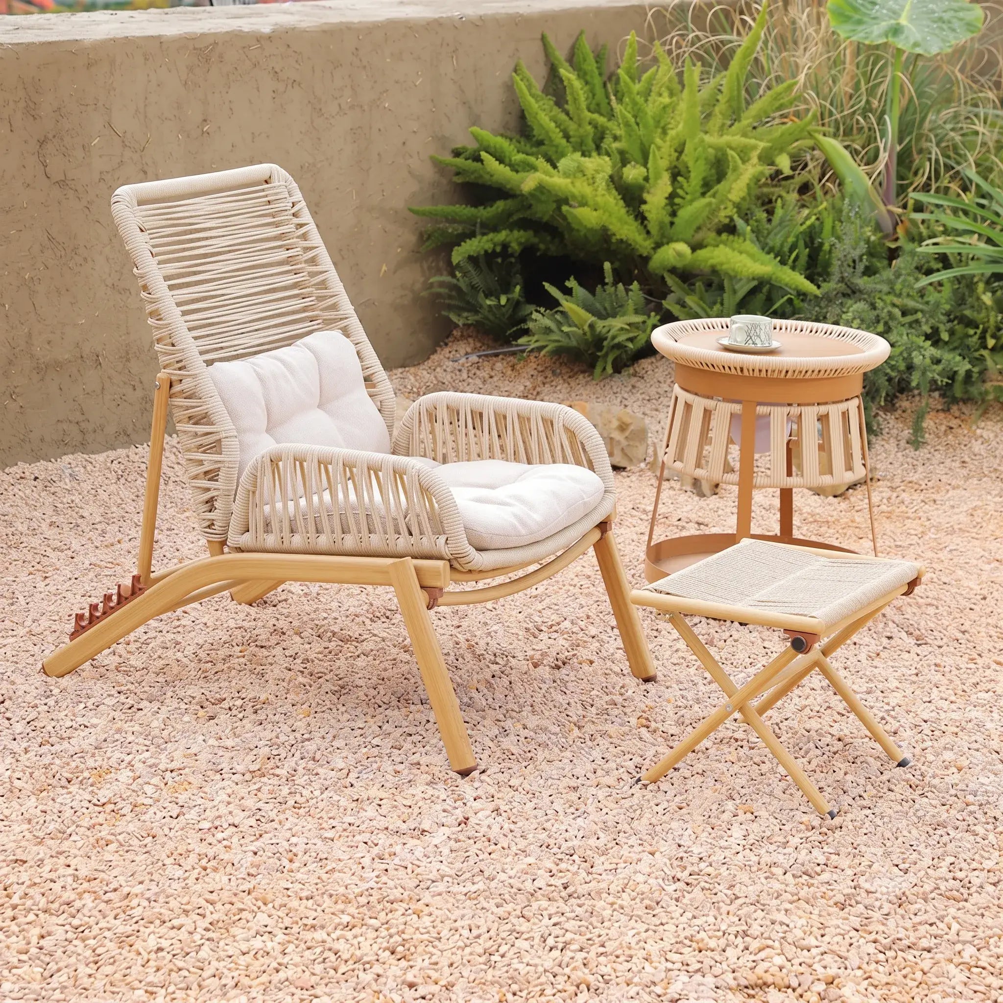 Adjustable Rattan Folding Chair Series with Cushions for Terrace and Reading Nooks