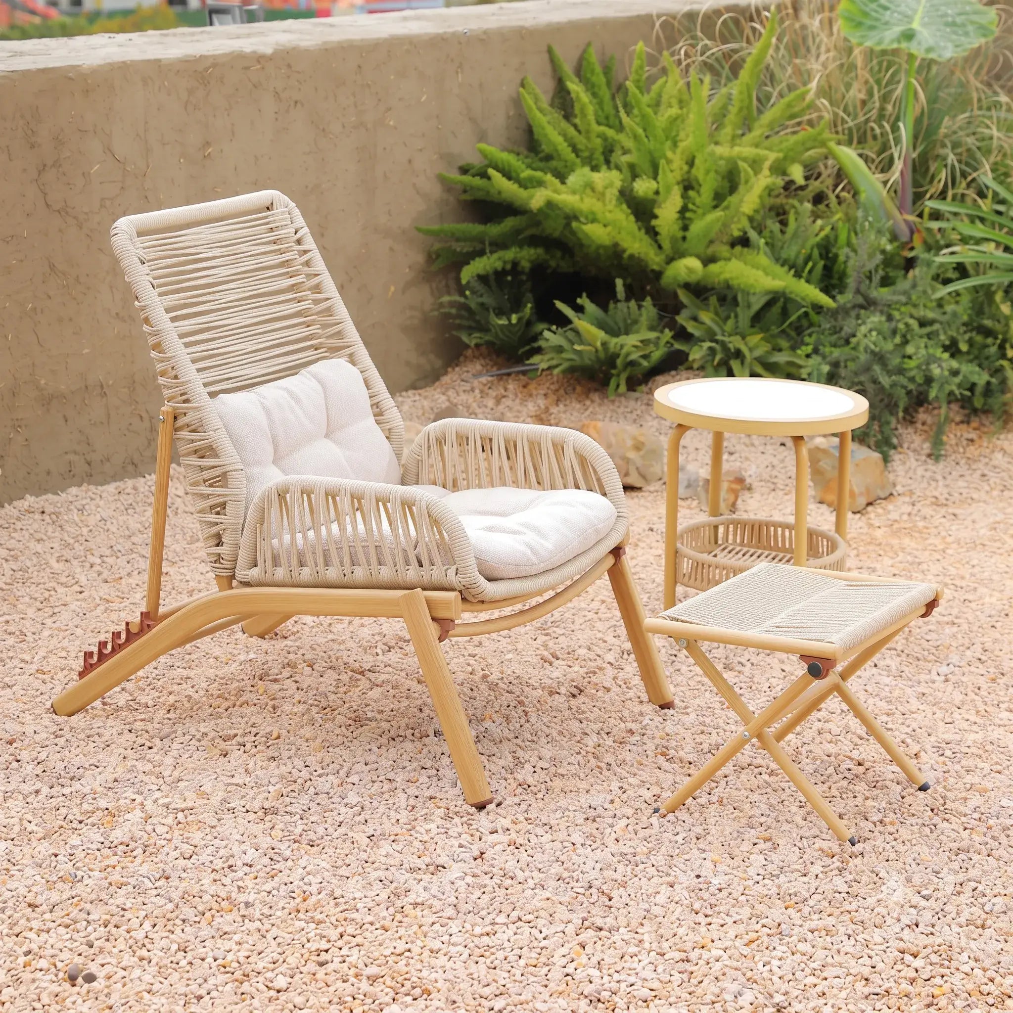 Adjustable Rattan Folding Chair Series with Cushions for Terrace and Reading Nooks