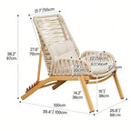Adjustable Rattan Folding Chair Series with Cushions for Terrace and Reading Nooks Dimensions