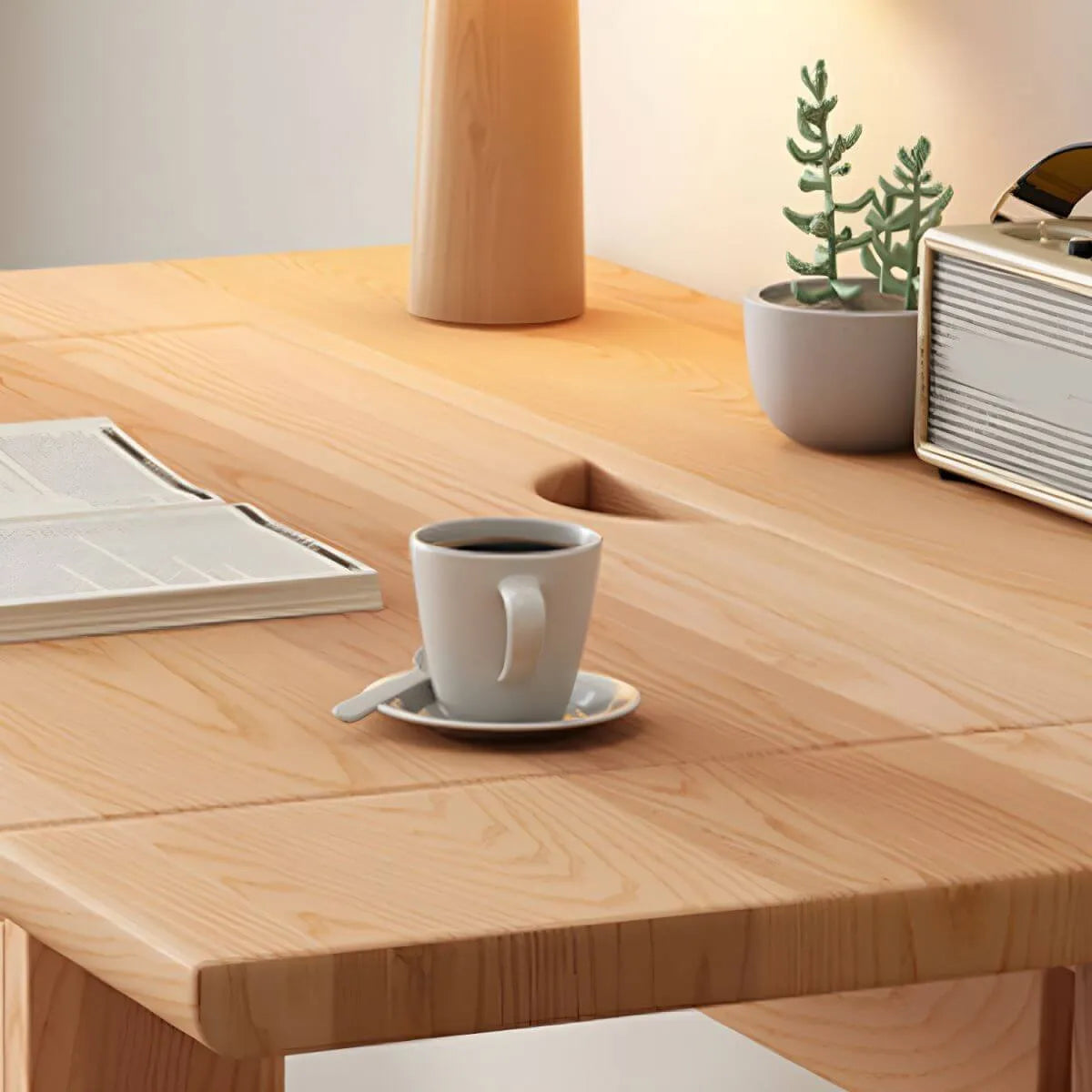 Adjustable Solid Ash Kids Desk with Bookshelf & Fold-Out Panel