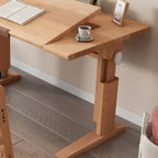 Adjustable Solid Ash Kids Desk with Bookshelf & Fold-Out Panel
