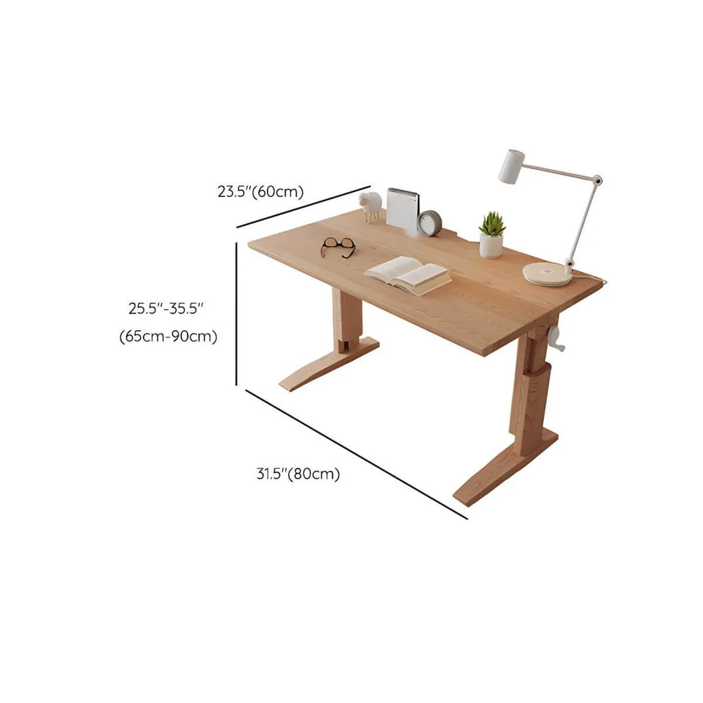 Adjustable Solid Ash Kids Desk with Bookshelf & Fold-Out Panel Dimensions
