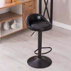 Adjustable Swivel Bar Stool with Sculpted Back, Footrest and Pedestal Base