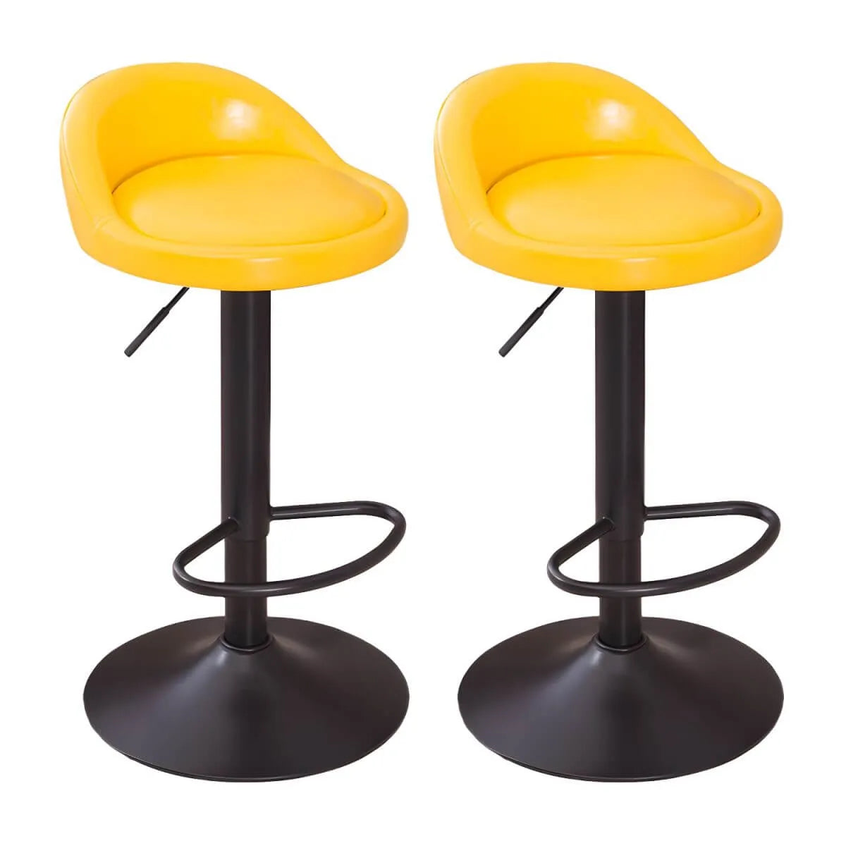 Adjustable Swivel Bar Stool with Sculpted Back, Footrest and Pedestal Base
