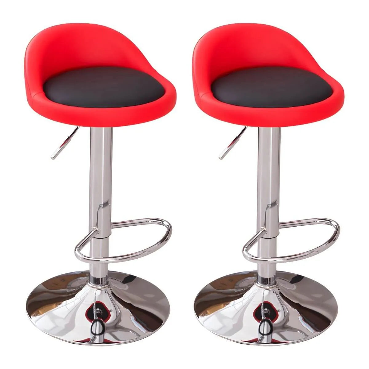 Adjustable Swivel Bar Stool with Sculpted Back, Footrest and Pedestal Base