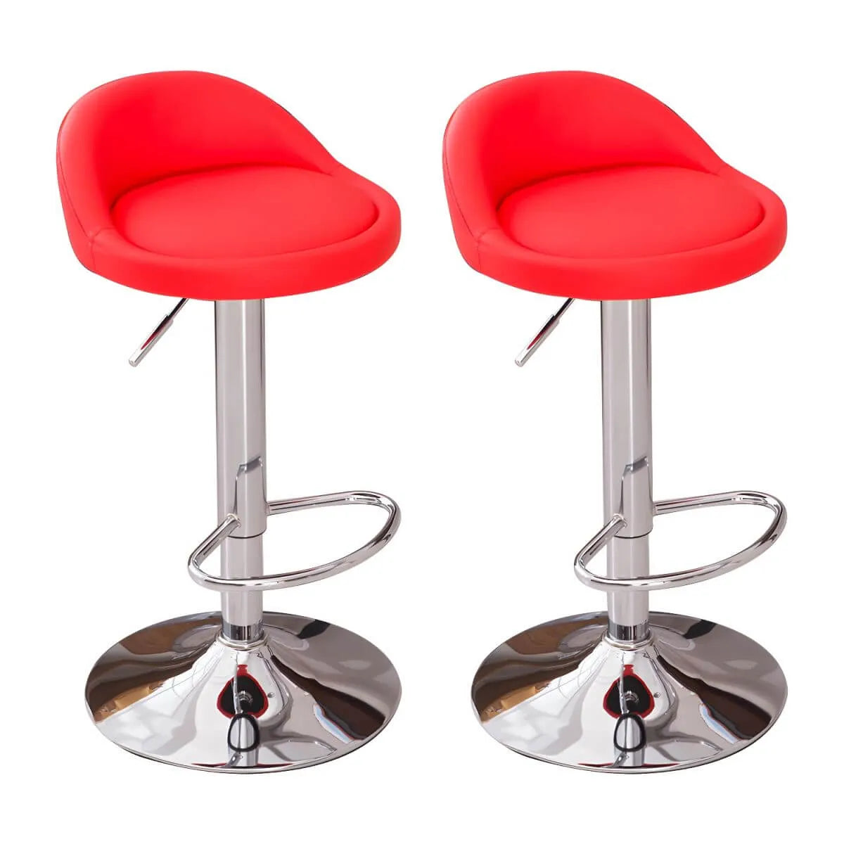 Adjustable Swivel Bar Stool with Sculpted Back, Footrest and Pedestal Base