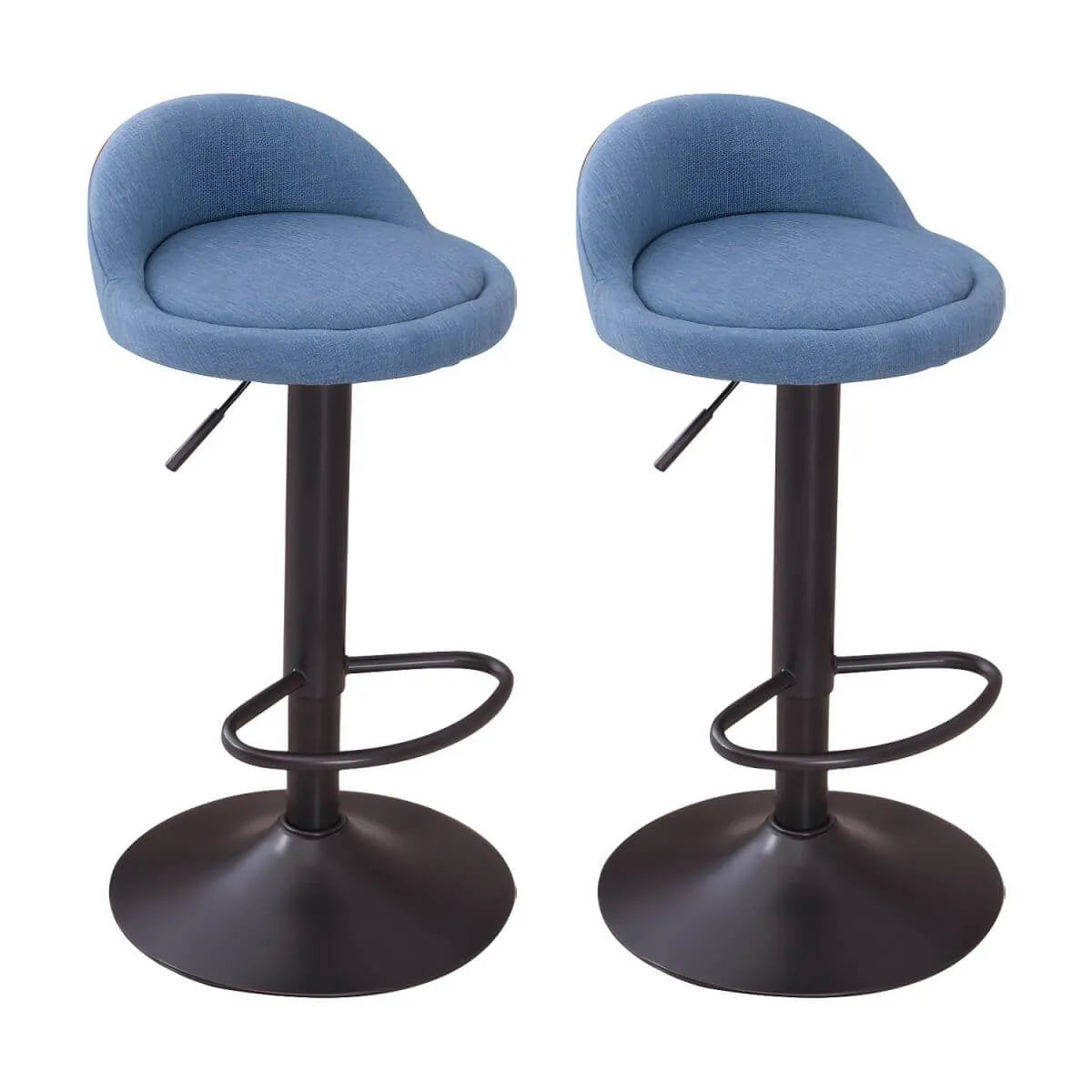 Adjustable Swivel Bar Stool with Sculpted Back, Footrest and Pedestal Base