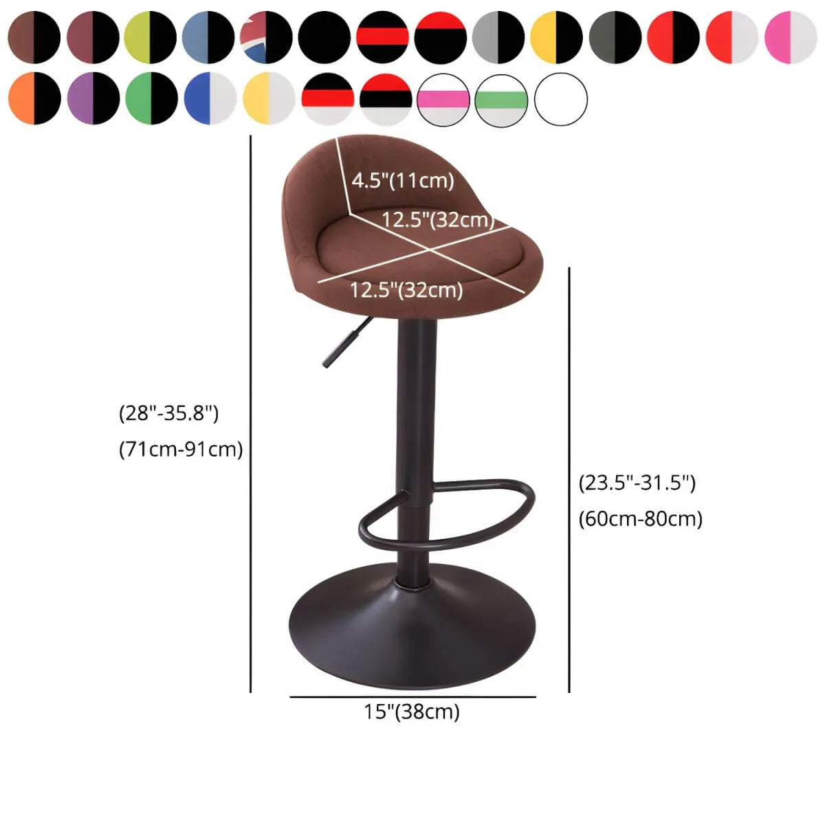 Adjustable Swivel Bar Stool with Sculpted Back, Footrest and Pedestal Base
