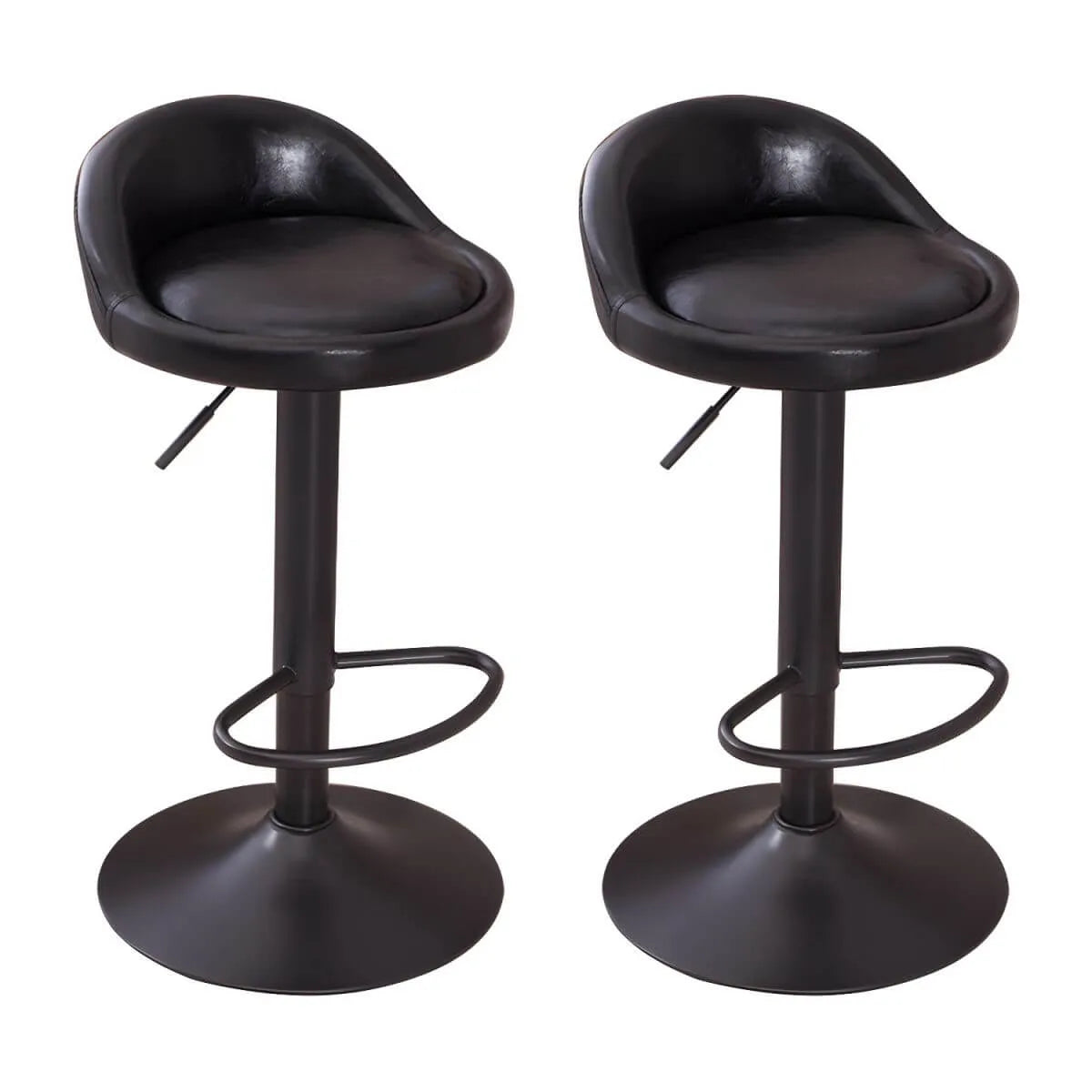 Adjustable Swivel Bar Stool with Sculpted Back, Footrest and Pedestal Base