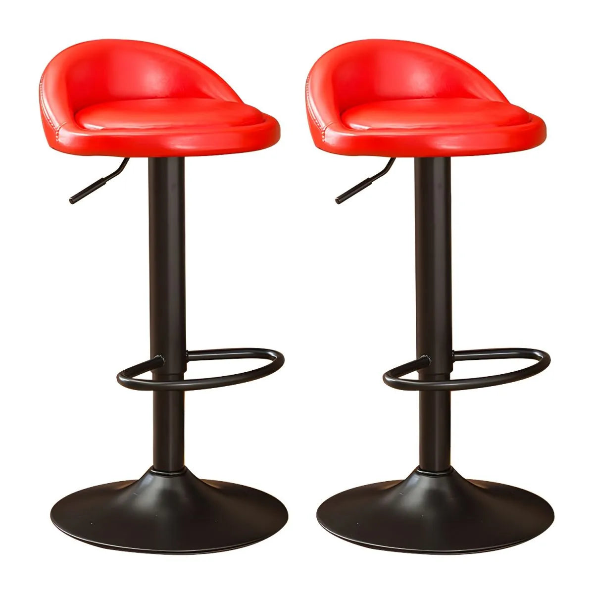 Adjustable Swivel Bar Stool with Sculpted Back, Footrest and Pedestal Base