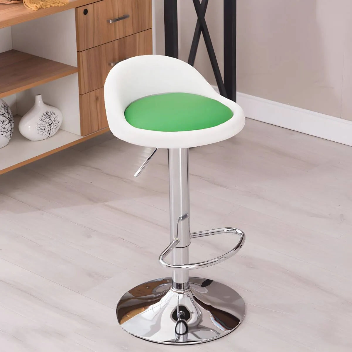 Adjustable Swivel Bar Stool with Sculpted Back, Footrest and Pedestal Base