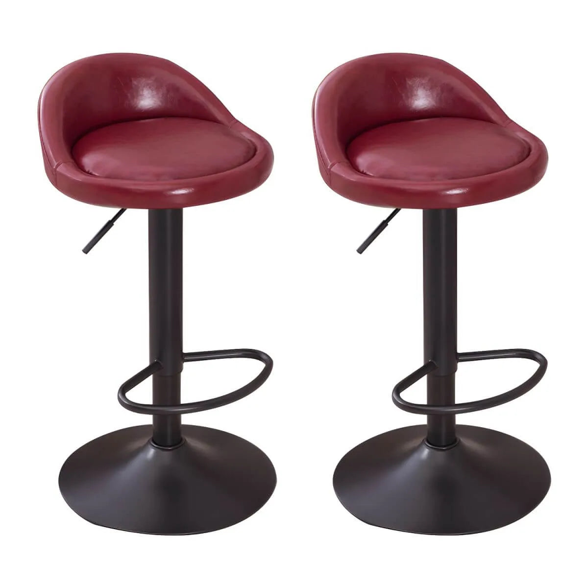 Adjustable Swivel Bar Stool with Sculpted Back, Footrest and Pedestal Base