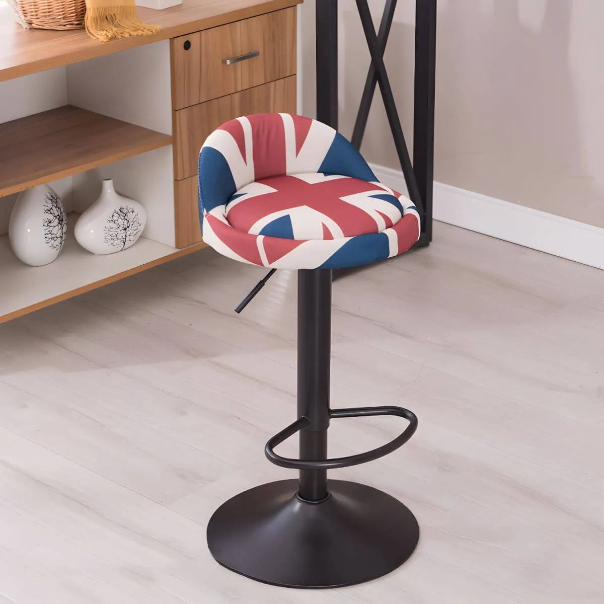 Adjustable Swivel Bar Stool with Sculpted Back, Footrest and Pedestal Base