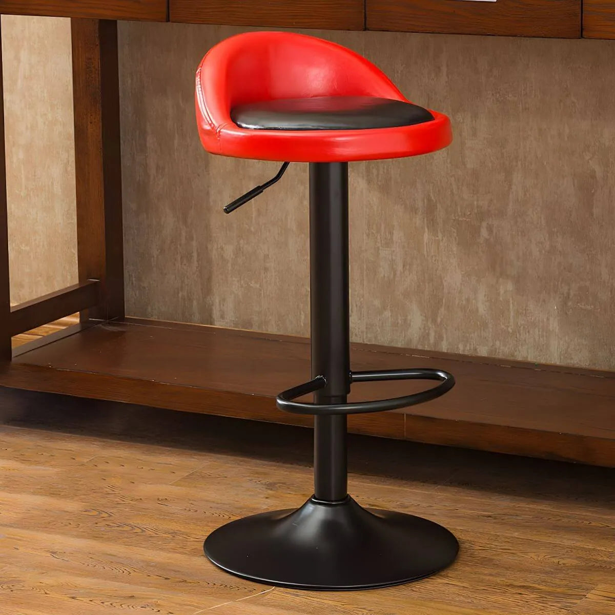 Adjustable Swivel Bar Stool with Sculpted Back, Footrest and Pedestal Base