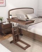 Adjustable Walnut Bedside Table With Foldable Design