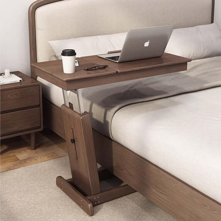Adjustable Walnut Bedside Table With Foldable Design Main image