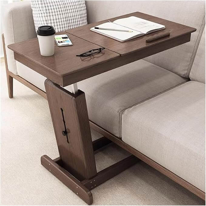 Adjustable Walnut Bedside Table With Foldable Design