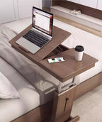 Adjustable Walnut Bedside Table With Foldable Design