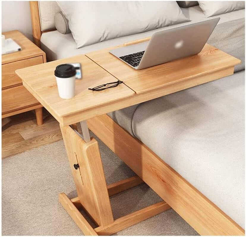 Adjustable Walnut Bedside Table With Foldable Design