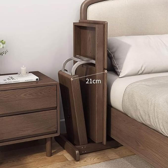 Adjustable Walnut Bedside Table With Foldable Design