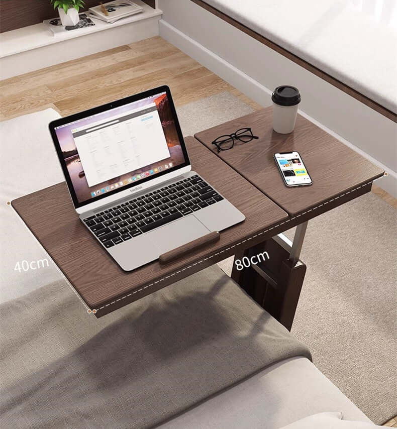 Adjustable Walnut Bedside Table With Foldable Design