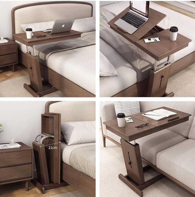 Adjustable Walnut Bedside Table With Foldable Design Main Product Image Hauptbild