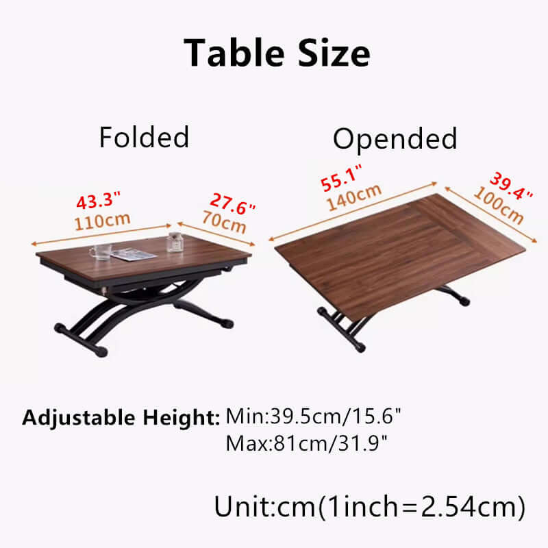 Adjustable Walnut Coffee To Dining Table With Hydraulic Lift
