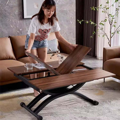 Adjustable Walnut Coffee To Dining Table With Hydraulic Lift