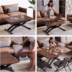 Adjustable Walnut Coffee To Dining Table With Hydraulic Lift Main Product Image