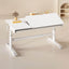 Adjustable White Wood Desk with Hidden Storage for Kids