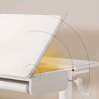 Adjustable White Wood Desk with Hidden Storage for Kids