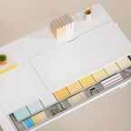 Adjustable White Wood Desk with Hidden Storage for Kids