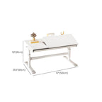 Adjustable White Wood Desk with Hidden Storage for Kids Dimensions