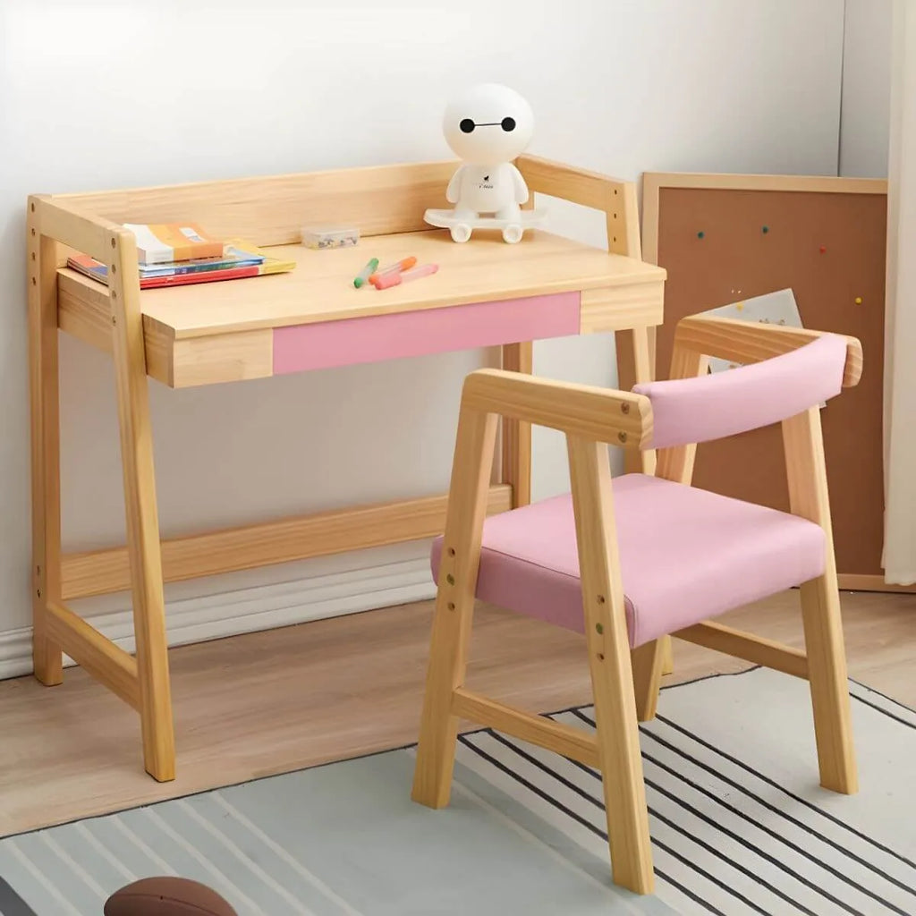 Adjustable Wood Kids' Writing Desk with Storage & Ergonomic Chair