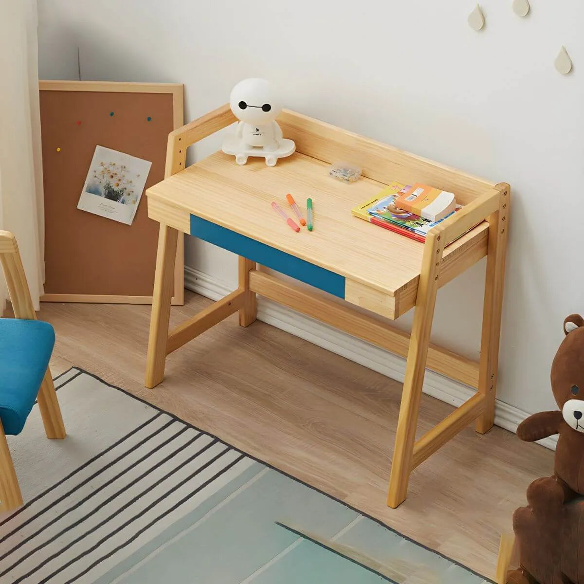 Adjustable Wood Kids' Writing Desk with Storage & Ergonomic Chair