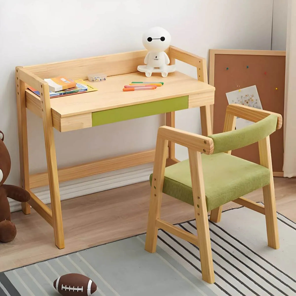 Adjustable Wood Kids' Writing Desk with Storage & Ergonomic Chair