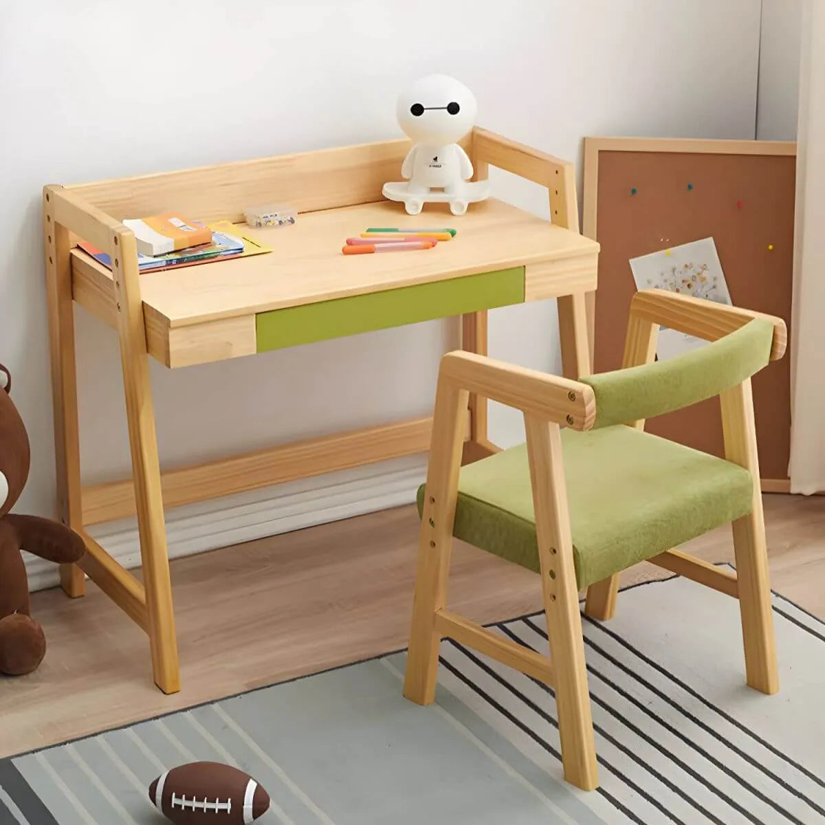 Adjustable Wood Kids' Writing Desk with Storage & Ergonomic Chair