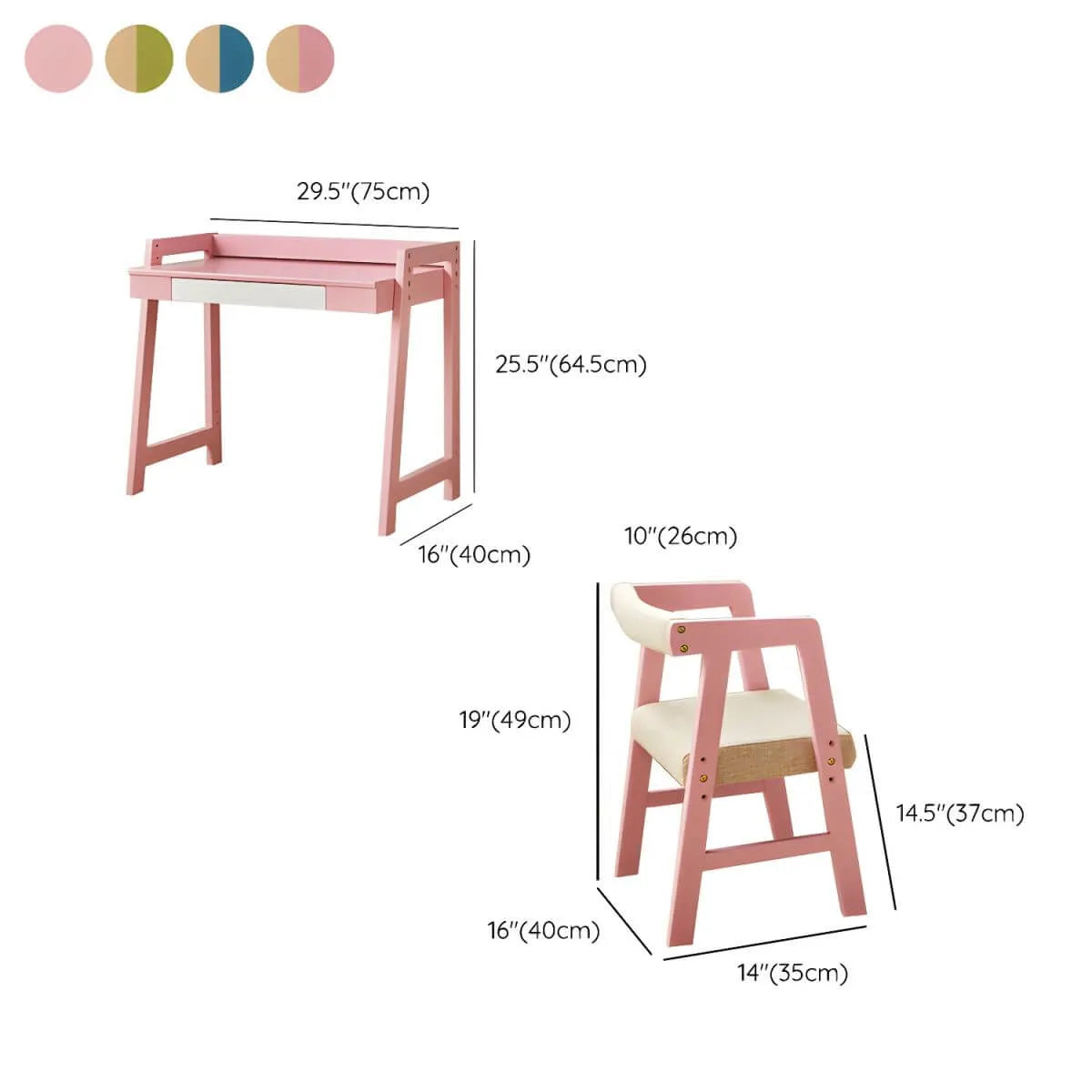 Adjustable Wood Kids' Writing Desk with Storage & Ergonomic Chair Dimensions