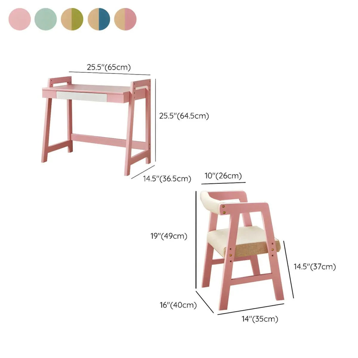 Adjustable Wood Kids' Writing Desk with Storage & Ergonomic Chair Dimensions