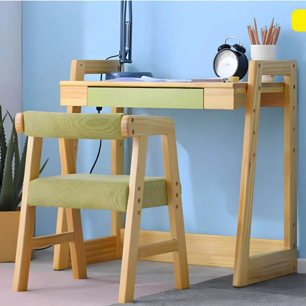Adjustable Wood Kids' Writing Desk with Storage & Ergonomic Chair Main Product Image