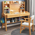Adjustable Wooden Kids Desk with Integrated Shelf and Drawers
