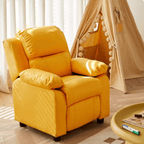 Yellow adjustable children's chair with microfiber leather and reclining backrest main product image